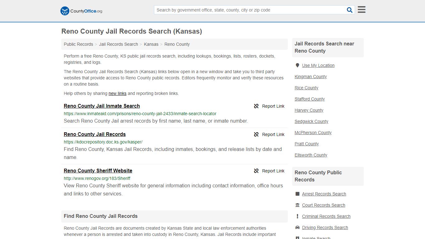 Jail Records Search - Reno County, KS (Jail Rosters & Records)