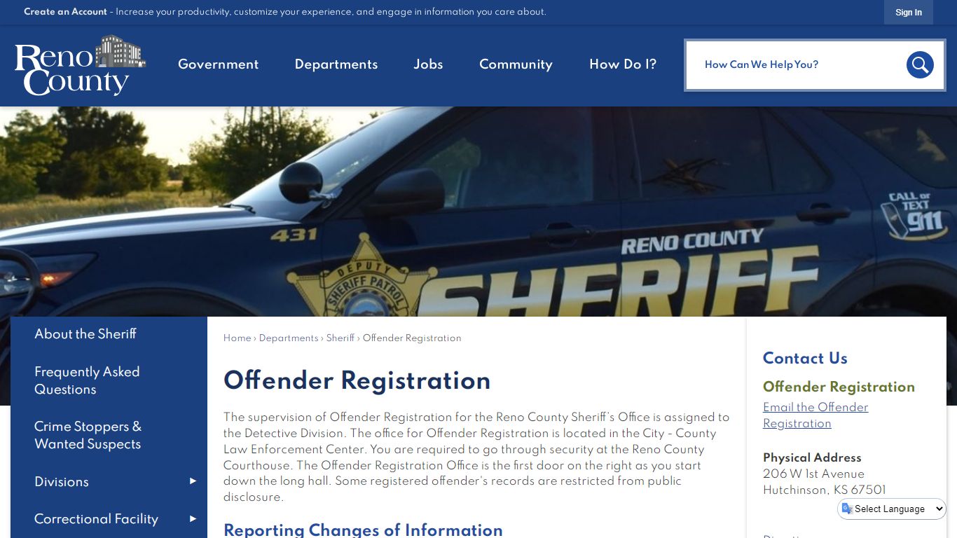 Offender Registration | Reno County, KS - Official Website